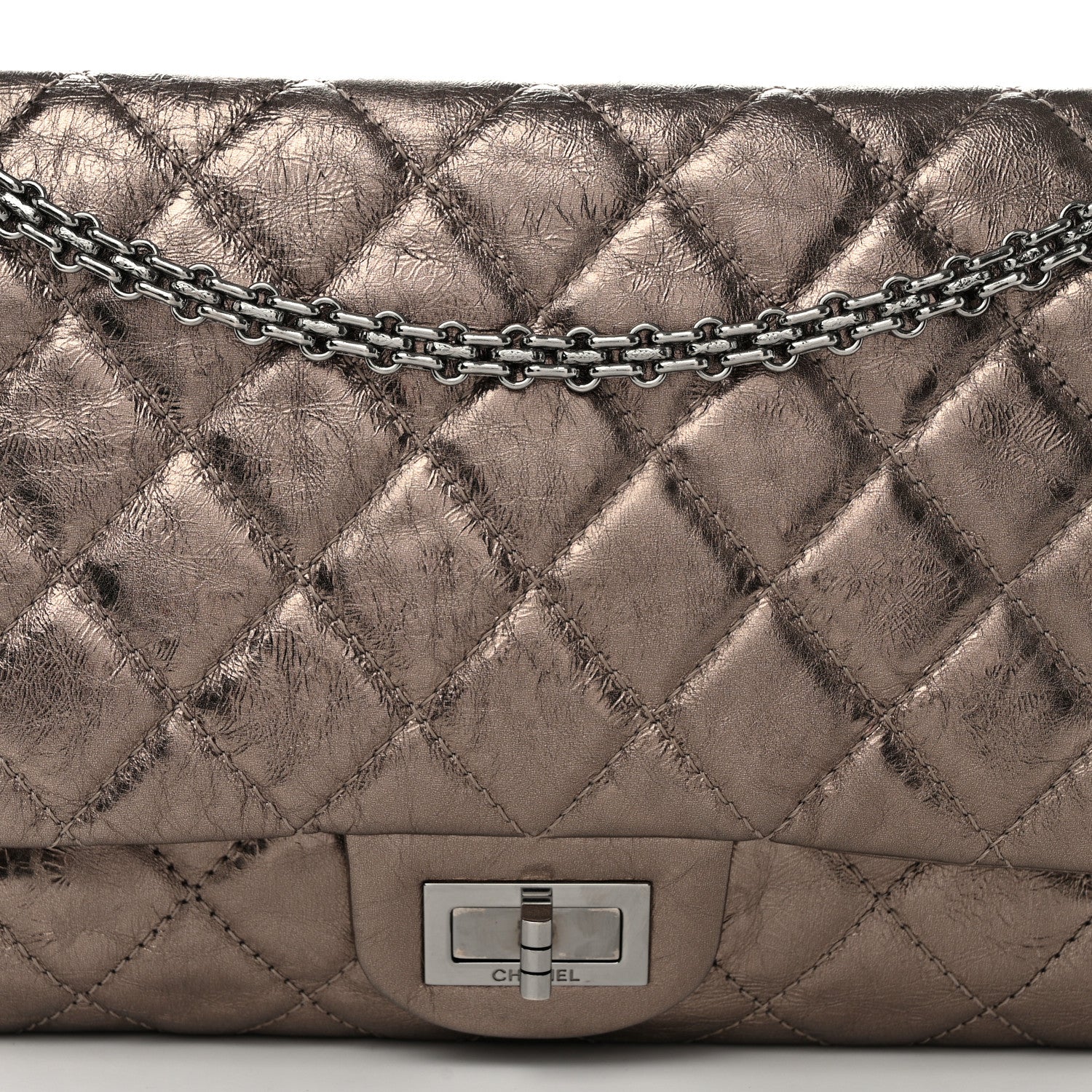 Chanel Metallic Aged Calfskin Quilted 2.55 Reissue 227 Flap Pewter 8 of 10