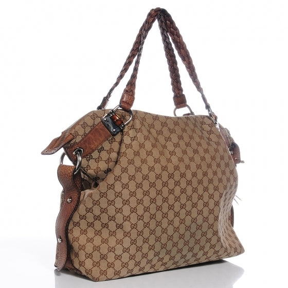 Gucci Monogram Large Bamboo Bar Tassel Shoulder Bag Brown 3 of 8
