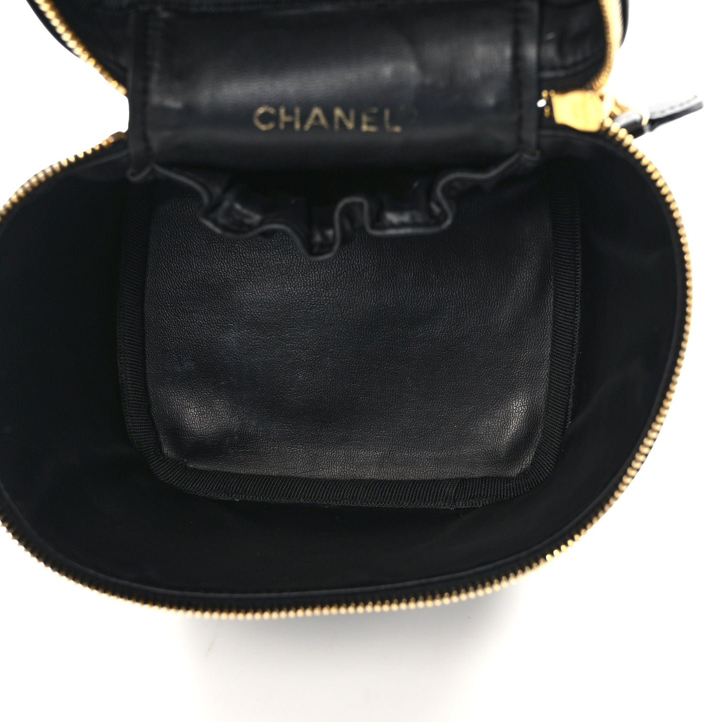 Lambskin Vanity Cosmetic Case Black