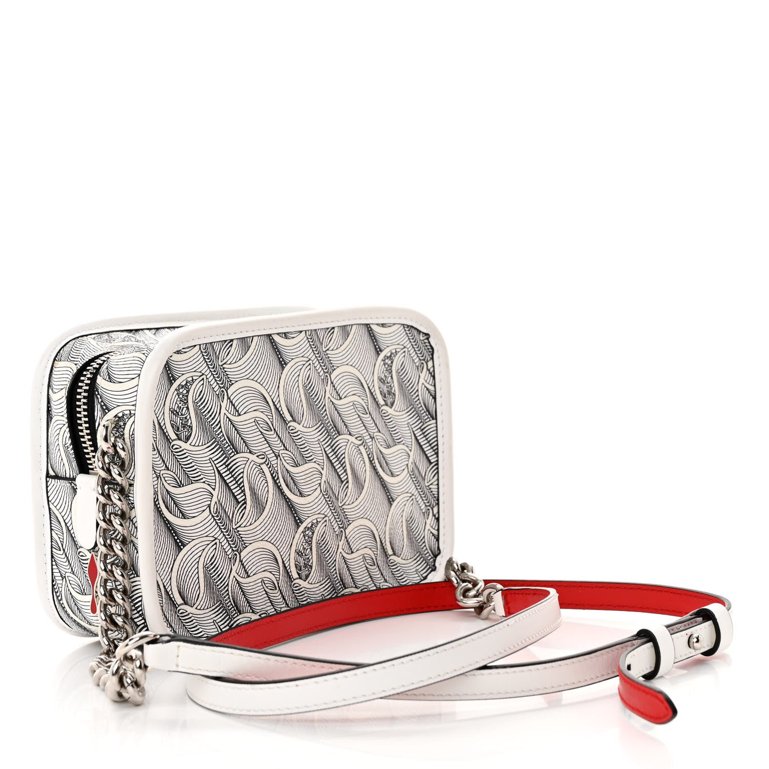 Christian Louboutin Calfskin Small Loubinth Radioloubi White Black 3 of 12