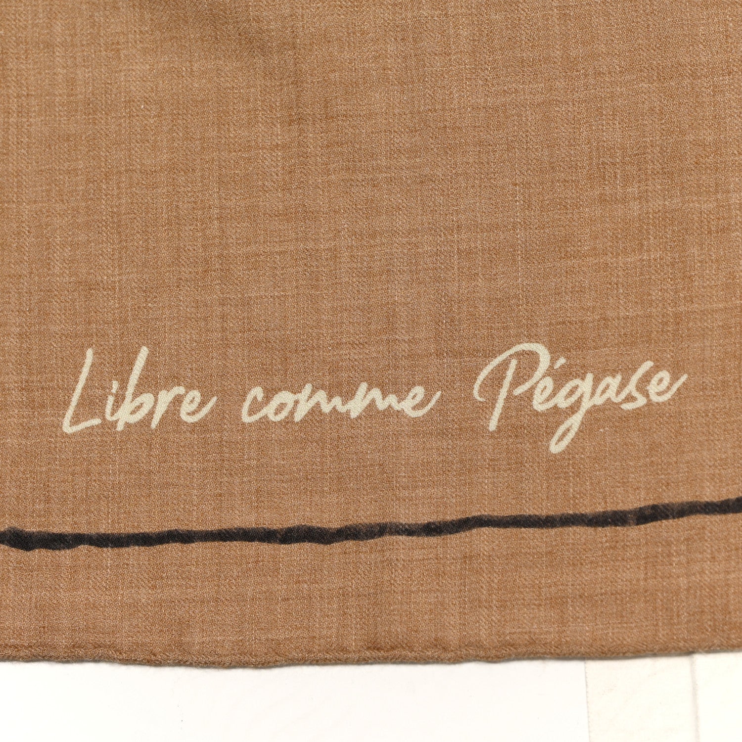 Hermes Cashmere Silk Libre Comme Pegase Shawl 140 Caramel Creme Black 3 of 5