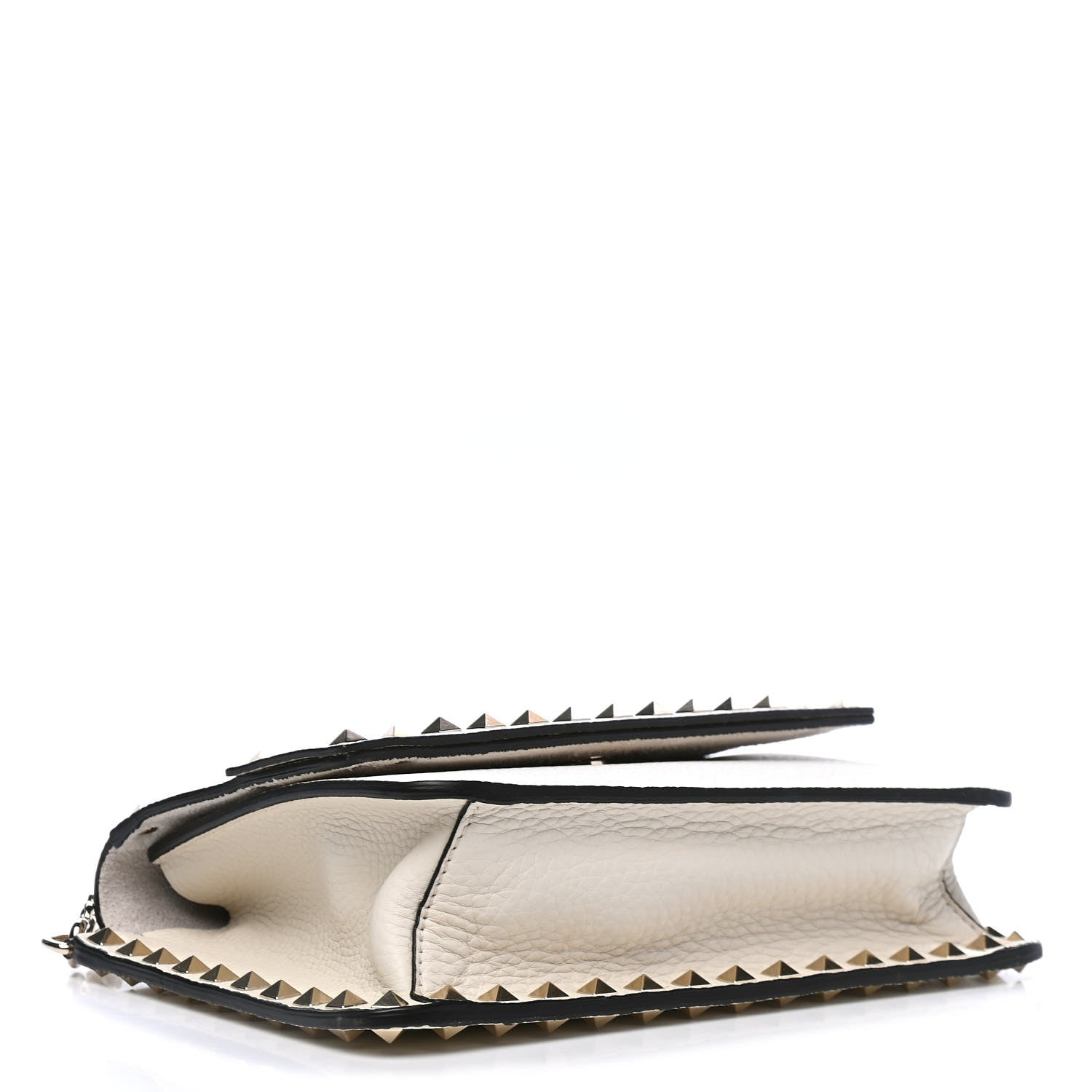 Valentino Garavani Pebbled Calfskin Rockstud Side Slip Crossbody White 3 of 4