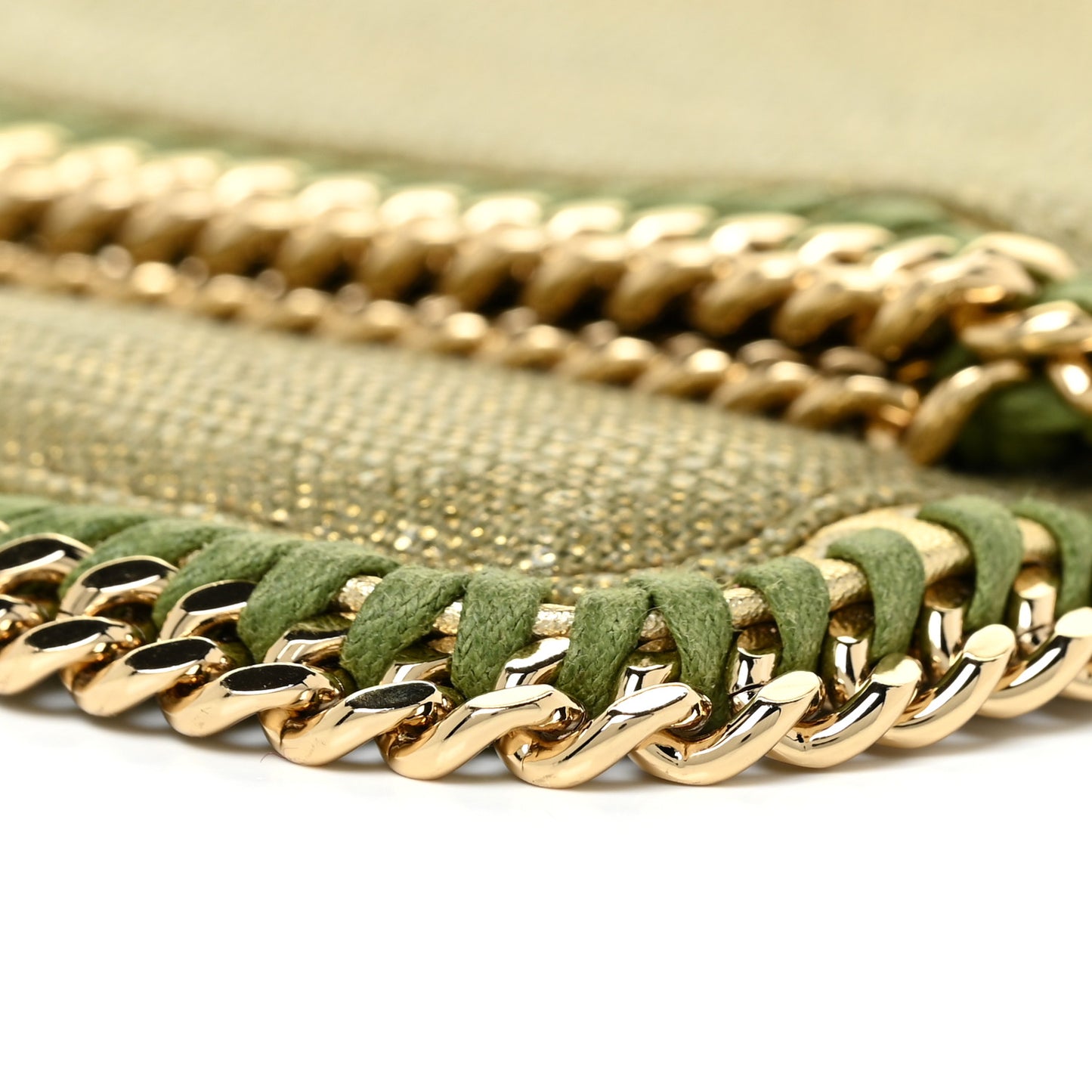Metallic Linen Falabella Fold Over Clutch Camouflage