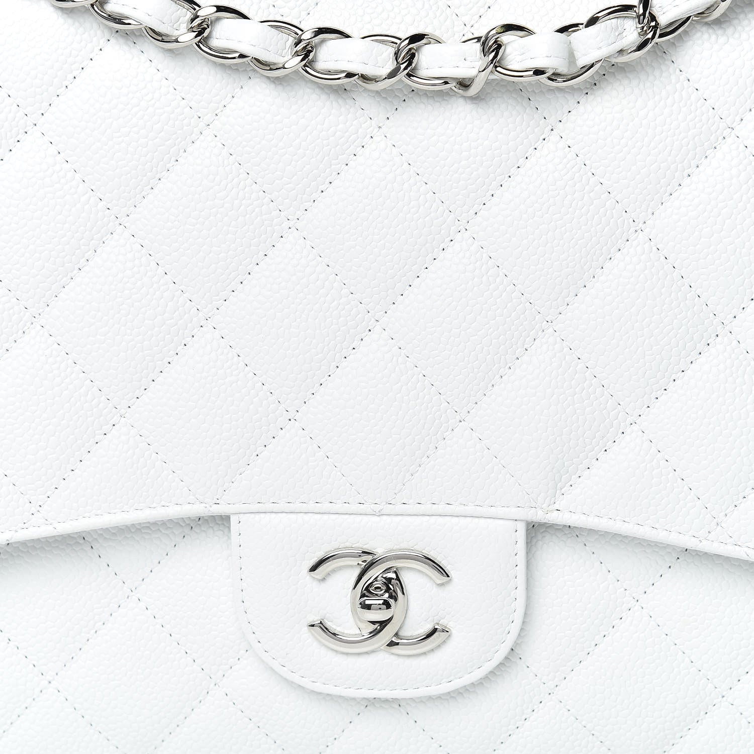 Chanel Caviar Quilted Maxi Single Flap White 11 of 19