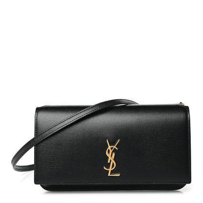 Saint Laurent Grained Calfskin Monogram Phone Holder Crossbody Black 1 of 9