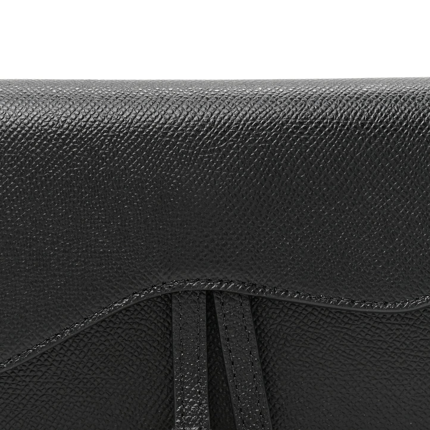 Grained Calfskin Saddle Belt Clutch Black