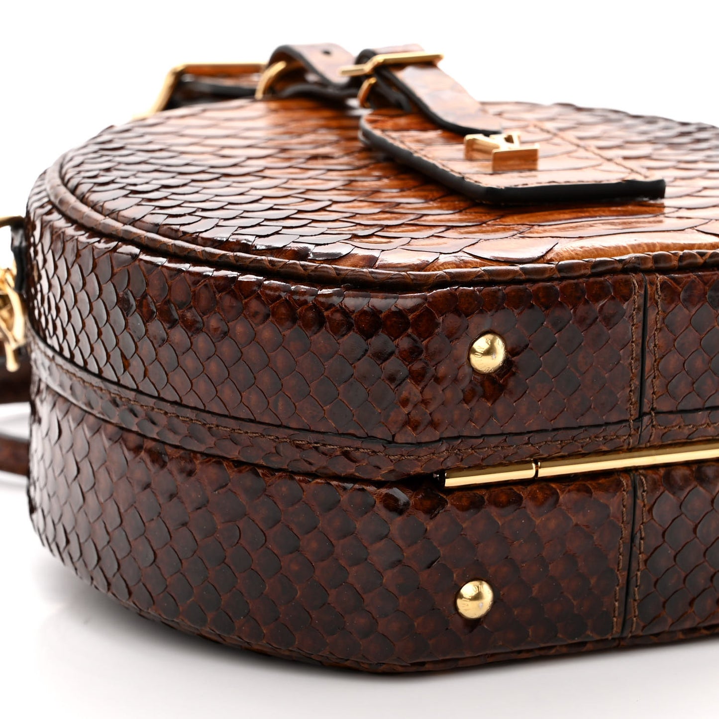 Snakskin Petite Boite Chapeau Brown