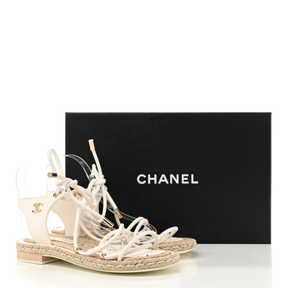 Chanel Calfskin Espadrille Sandals 36 White 9 of 9