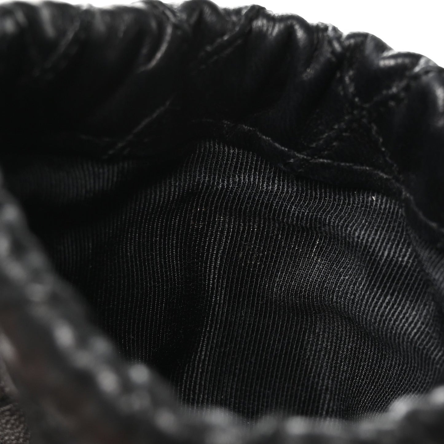 Calfskin Quilted Drawstring Pouch Black