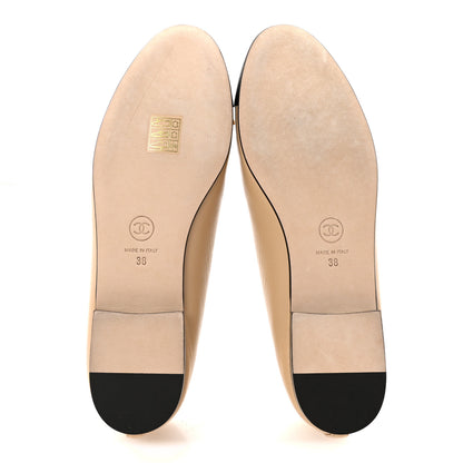 Chanel Lambskin Cap Toe CC Ballerina Flats 38 Beige Black 6 of 11