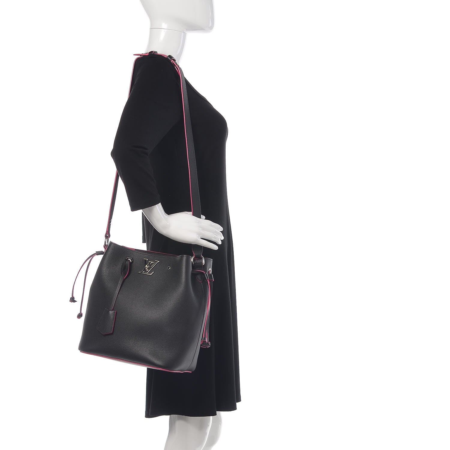 Louis Vuitton Calfskin Lockme Bucket Black 2 of 9