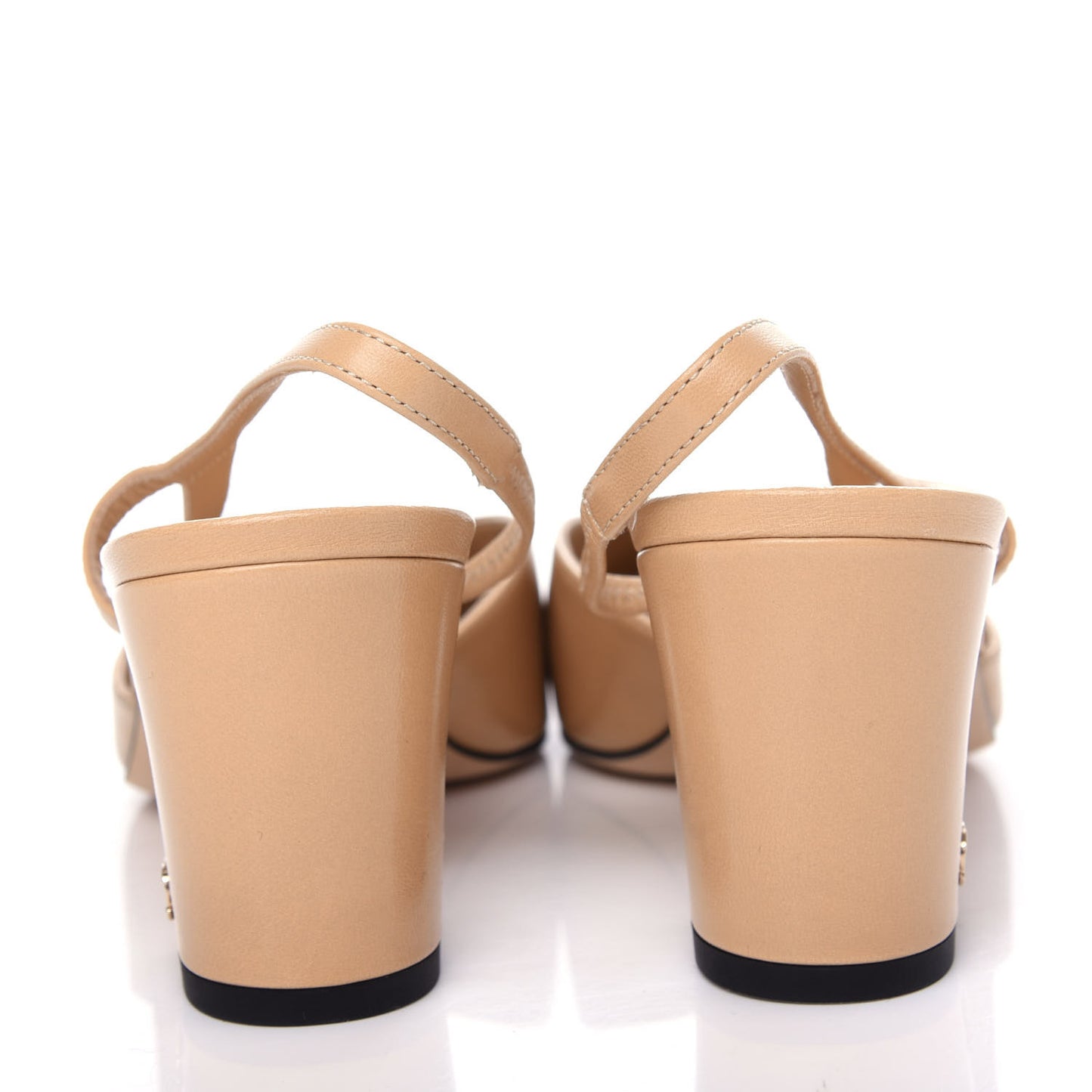 Goatskin Grosgrain Cap Toe CC Slingback Pumps 38.5 Beige Black