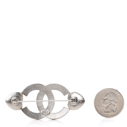 Chanel Crystal Pearl CC Brooch Silver 2 of 3