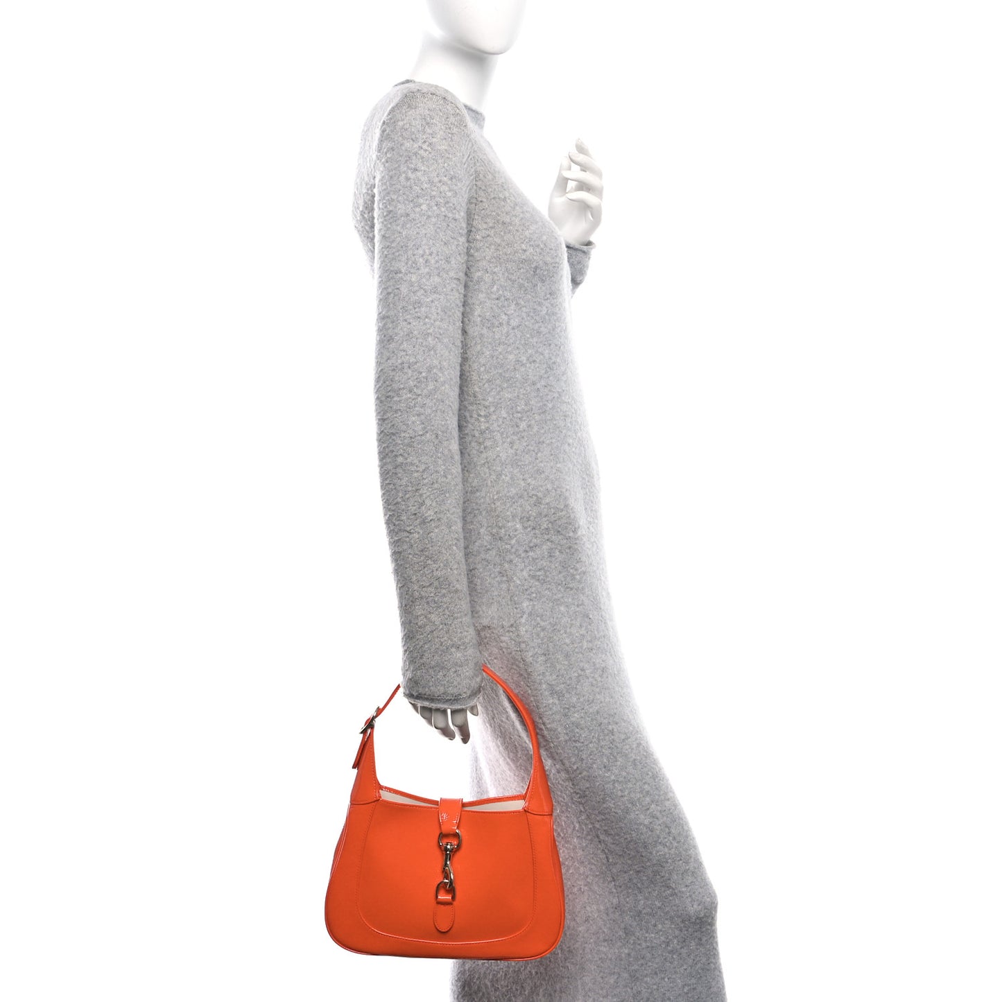 Patent Calfskin Small Jackie Shoulder Bag Orange