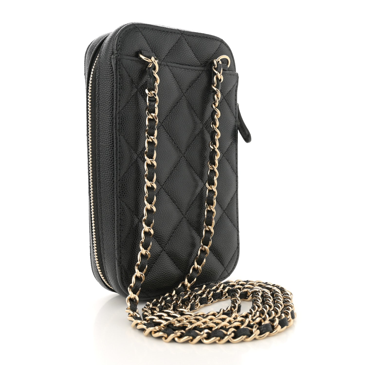 Chanel Caviar Quilted Phone Holder Wallet On Chain WOC Black 3 of 11