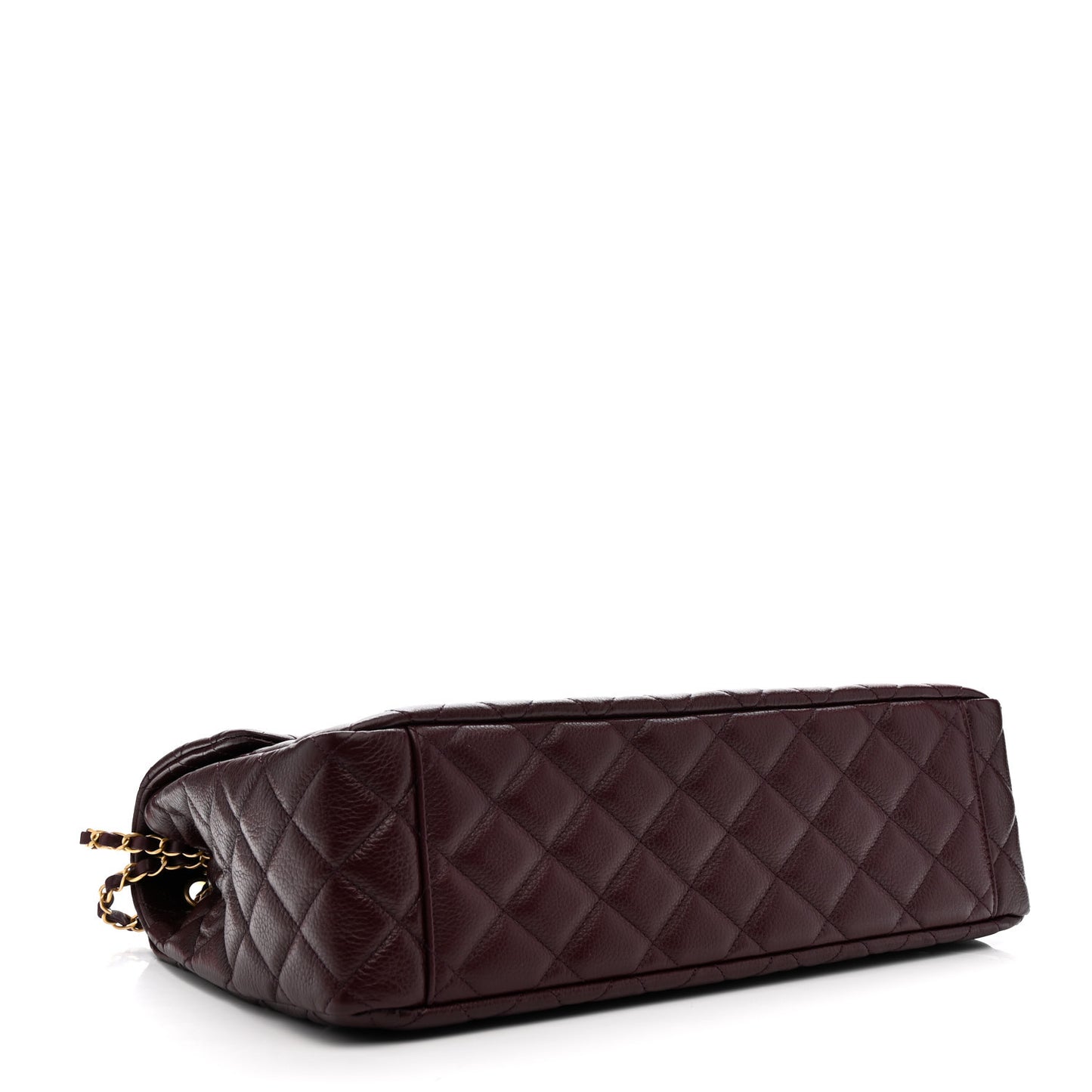 Grained Calfskin Quilted XXL Travel Flap Bag Burgundy