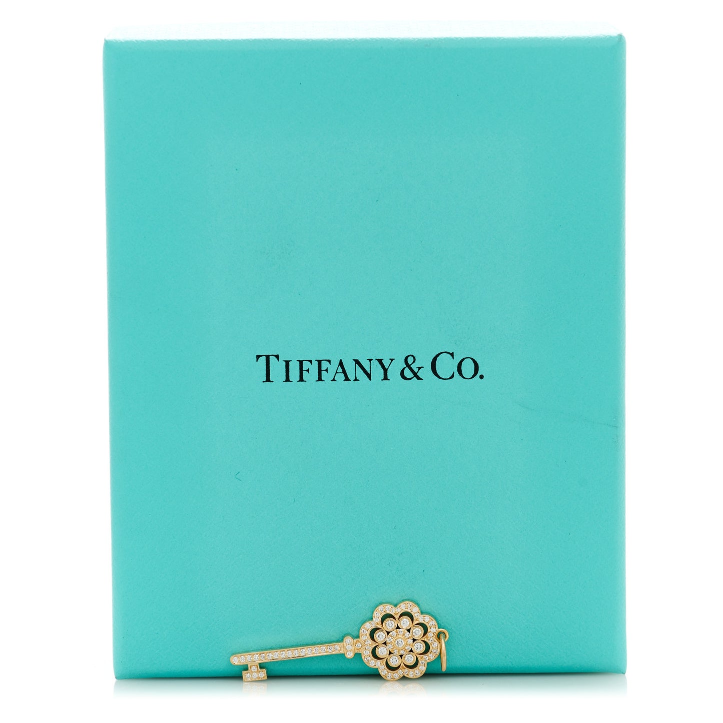 18K Rose Gold Diamond Rose Key Pendant