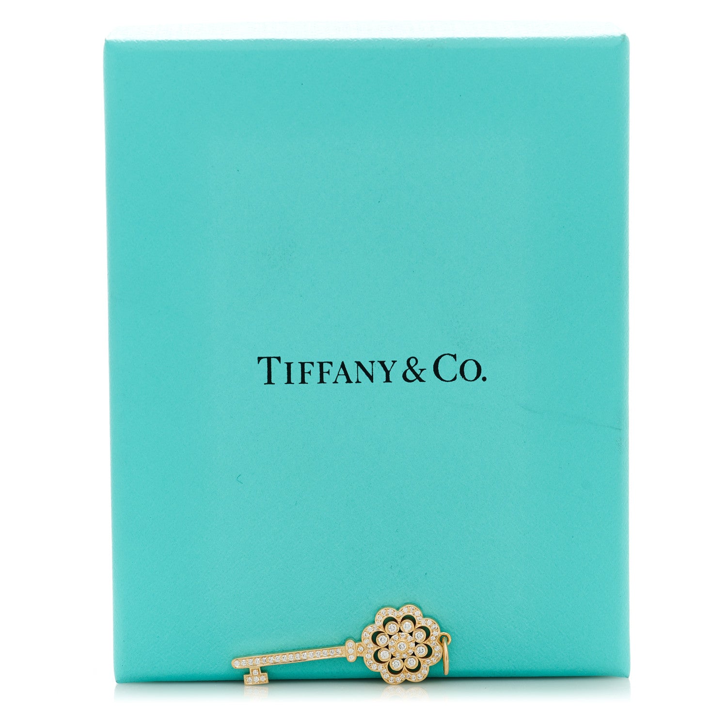 Tiffany 18K Rose Gold Diamond Rose Key Pendant 5 of 5