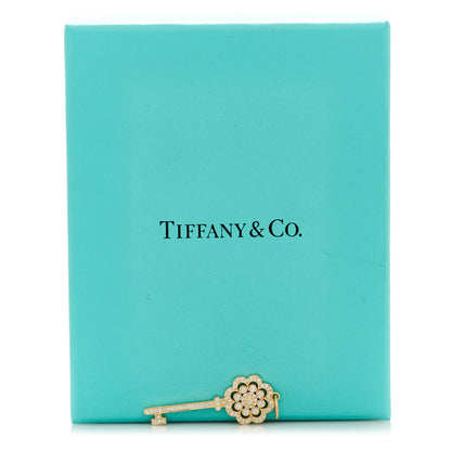Tiffany 18K Rose Gold Diamond Rose Key Pendant 5 of 5