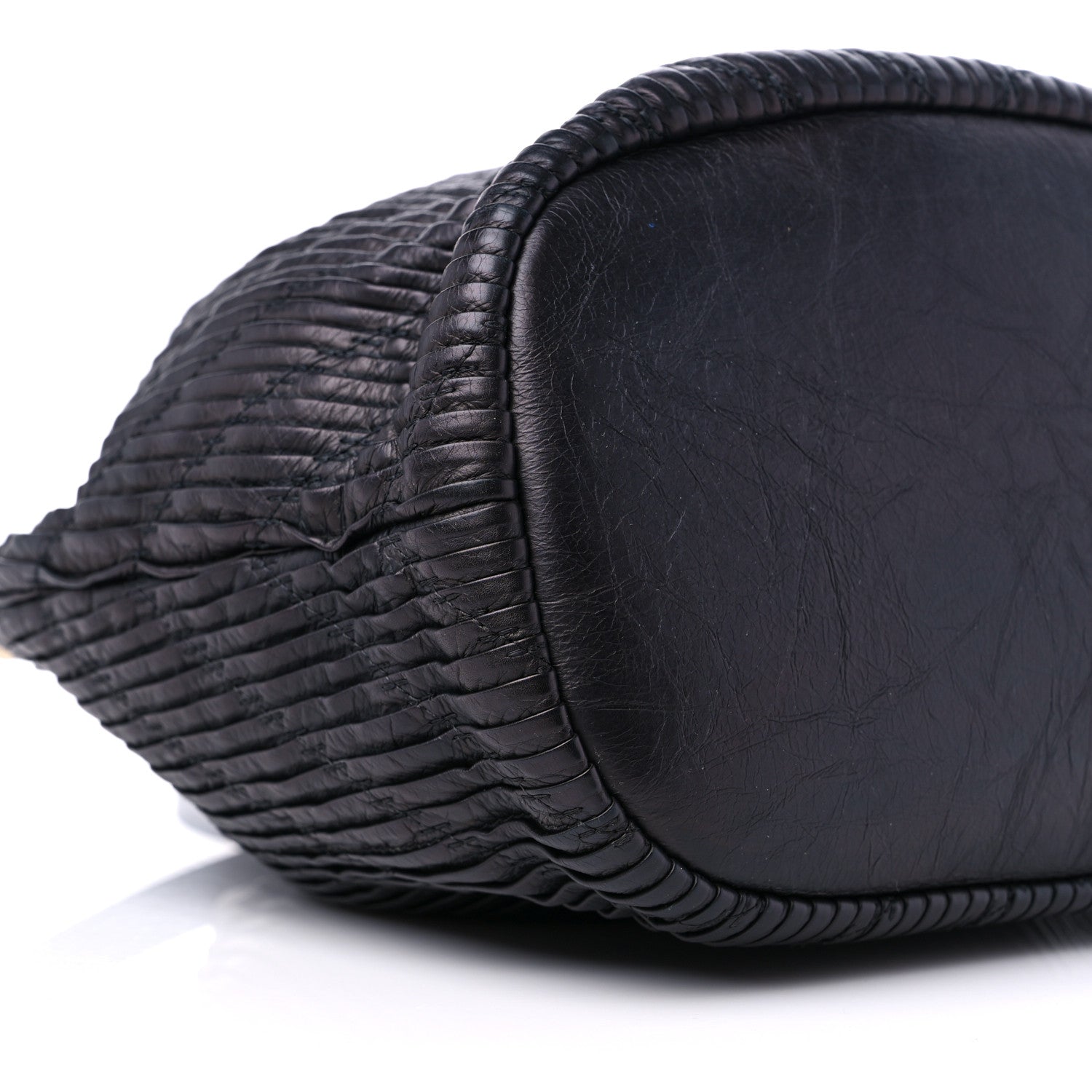 Chanel Iridescent Crumpled Calfskin Coco Pleats Drawstring Bag Black 8 of 9