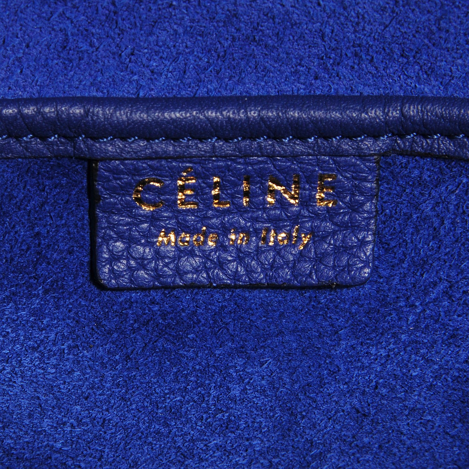 Celine Drummed Calfskin Nano Luggage Indigo 7 of 9