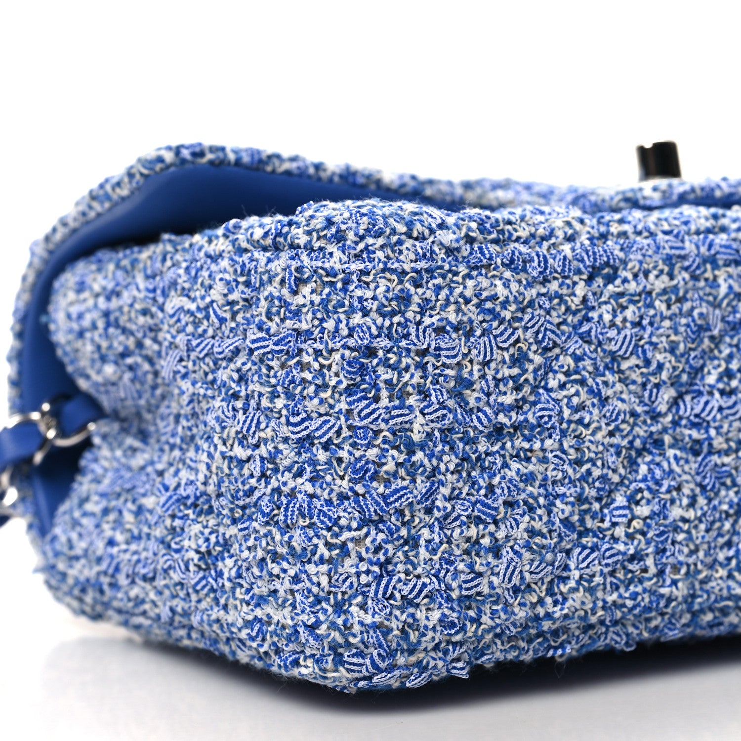 Chanel Tweed Quilted Mini Rectangular Flap Blue White 9 of 12