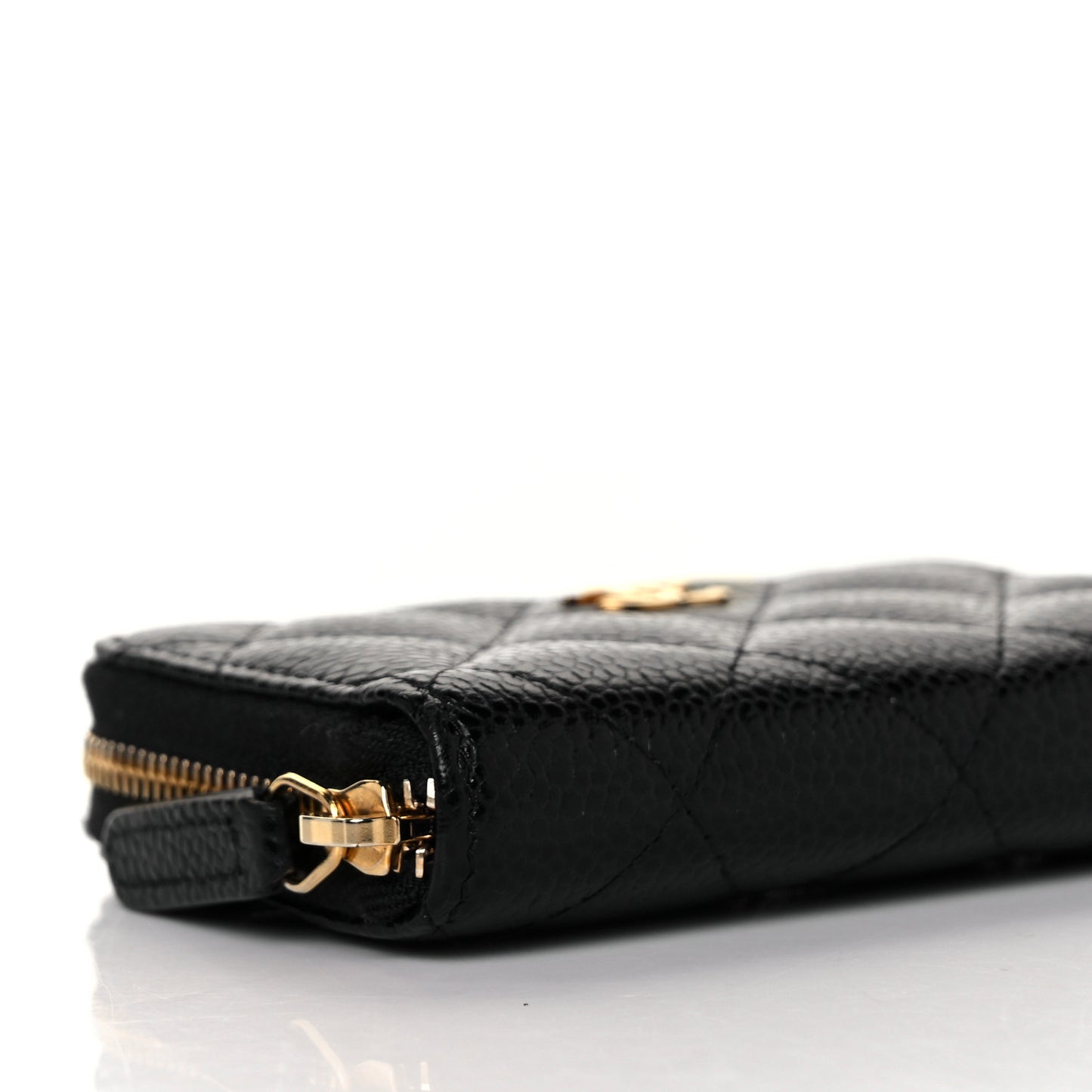 Caviar Quilted Zip Coin Purse Black
