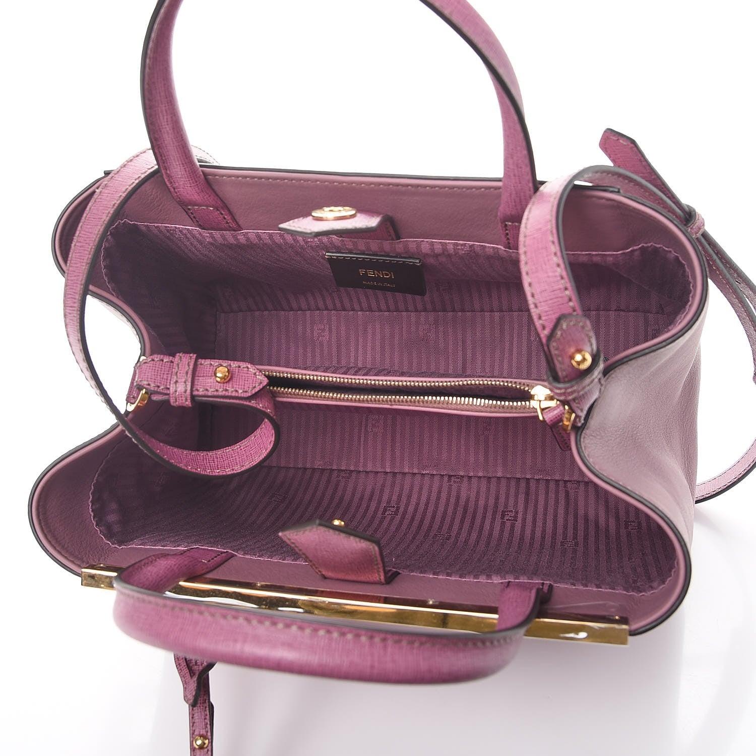 Fendi Vitello Elite Flamingo Petite 2Jours Tote Lilla Glicine 6 of 9