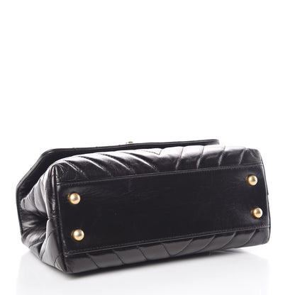 Chanel Calfskin Chevron Quilted Mini Coco Handle Flap Black 4 of 10
