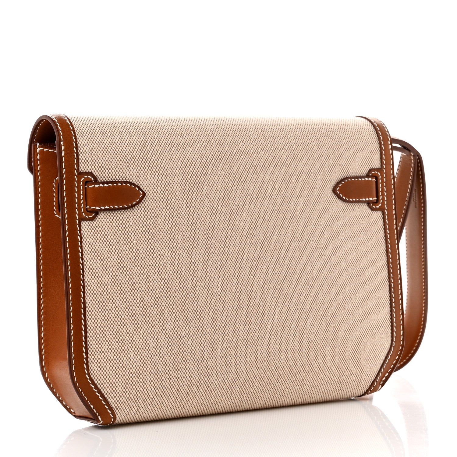 Hermes Toile H Barenia Kelly Depeches 25 Pouch Ecru Beige Fauve 3 of 8