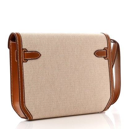 Hermes Toile H Barenia Kelly Depeches 25 Pouch Ecru Beige Fauve 3 of 8
