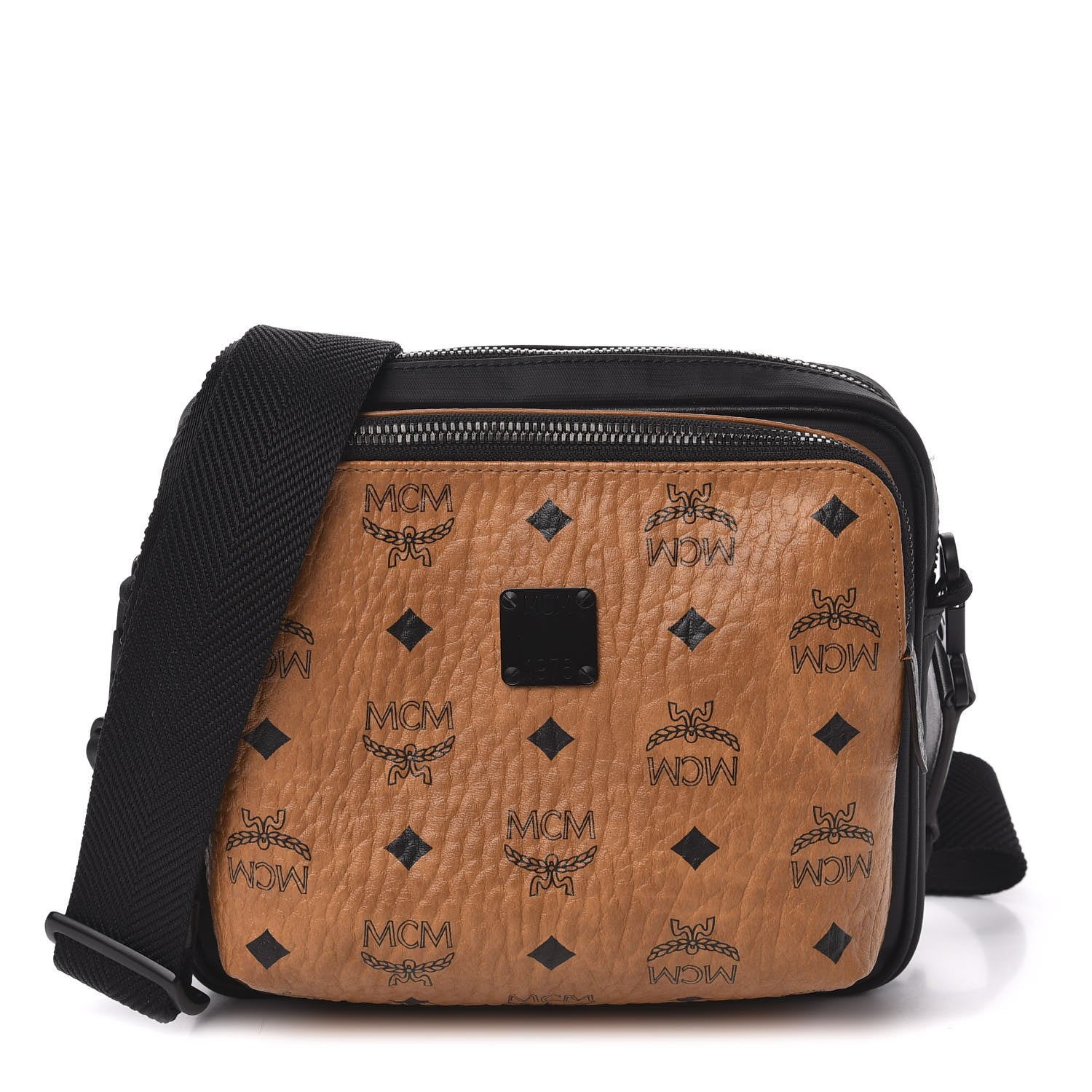 MCM Visetos Square 1976 Crossbody Bag Cognac Black 1 of 13