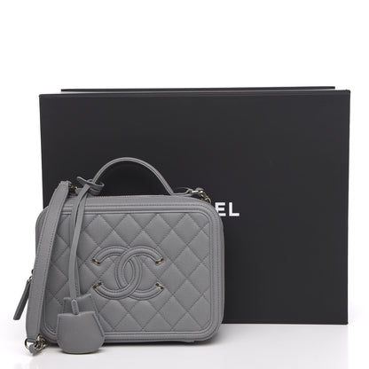 Chanel Caviar Quilted Medium CC Filigree Vanity Case Grey 9 of 9