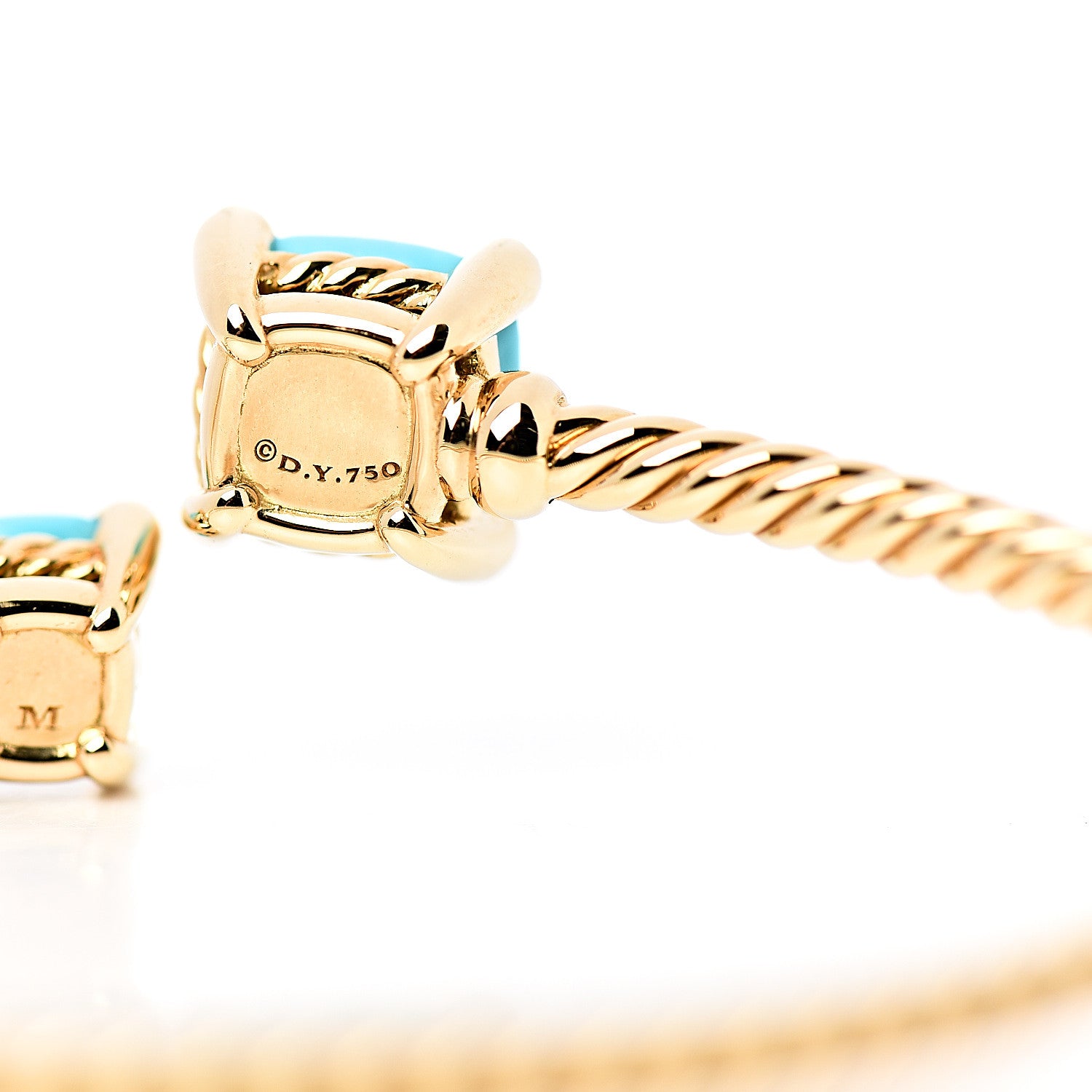 David Yurman 18K Yellow Gold Turquoise Diamond Chatelaine Bypass Bracelet 5 of 5