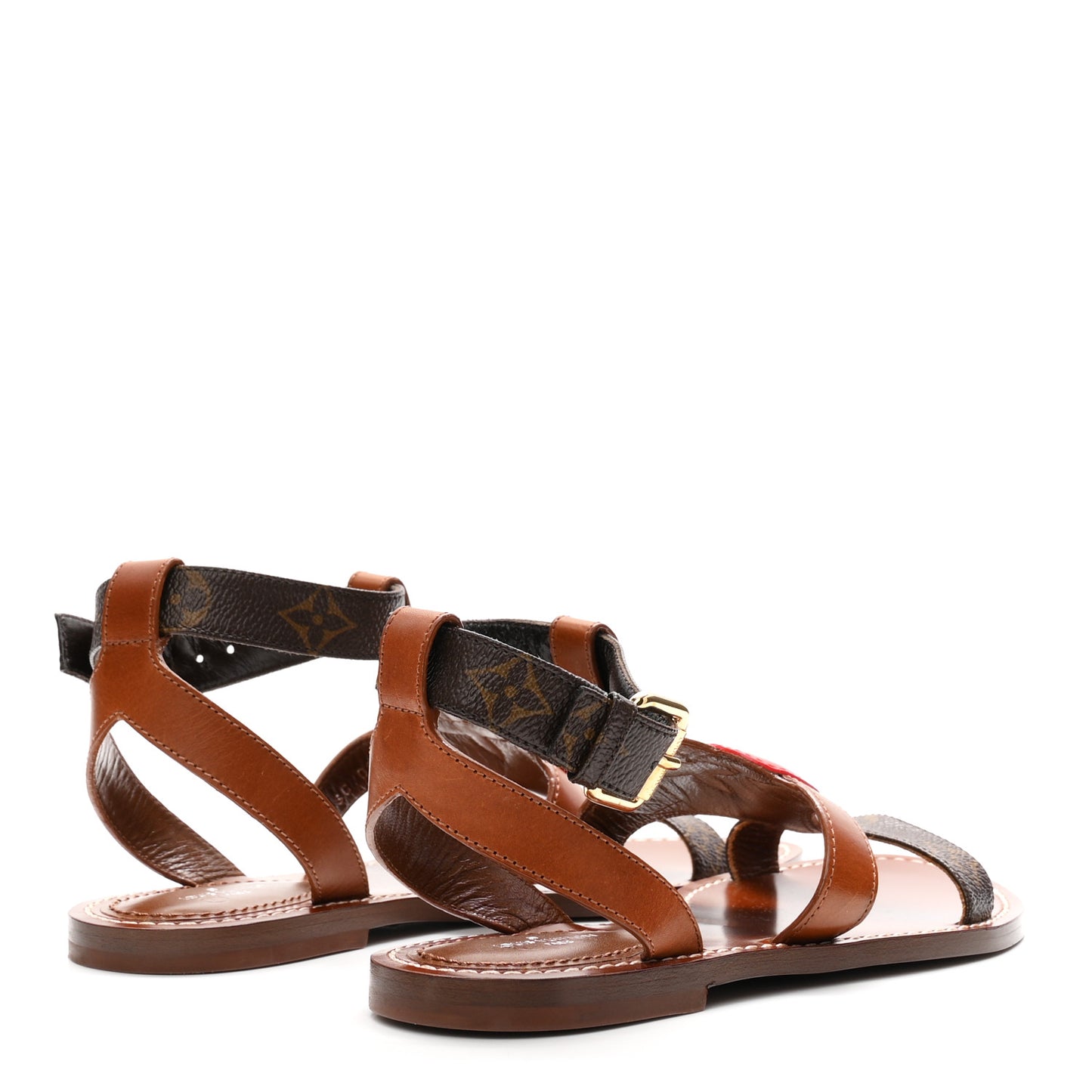 Calfskin Game On Playful Flat Sandals 37.5 Brown