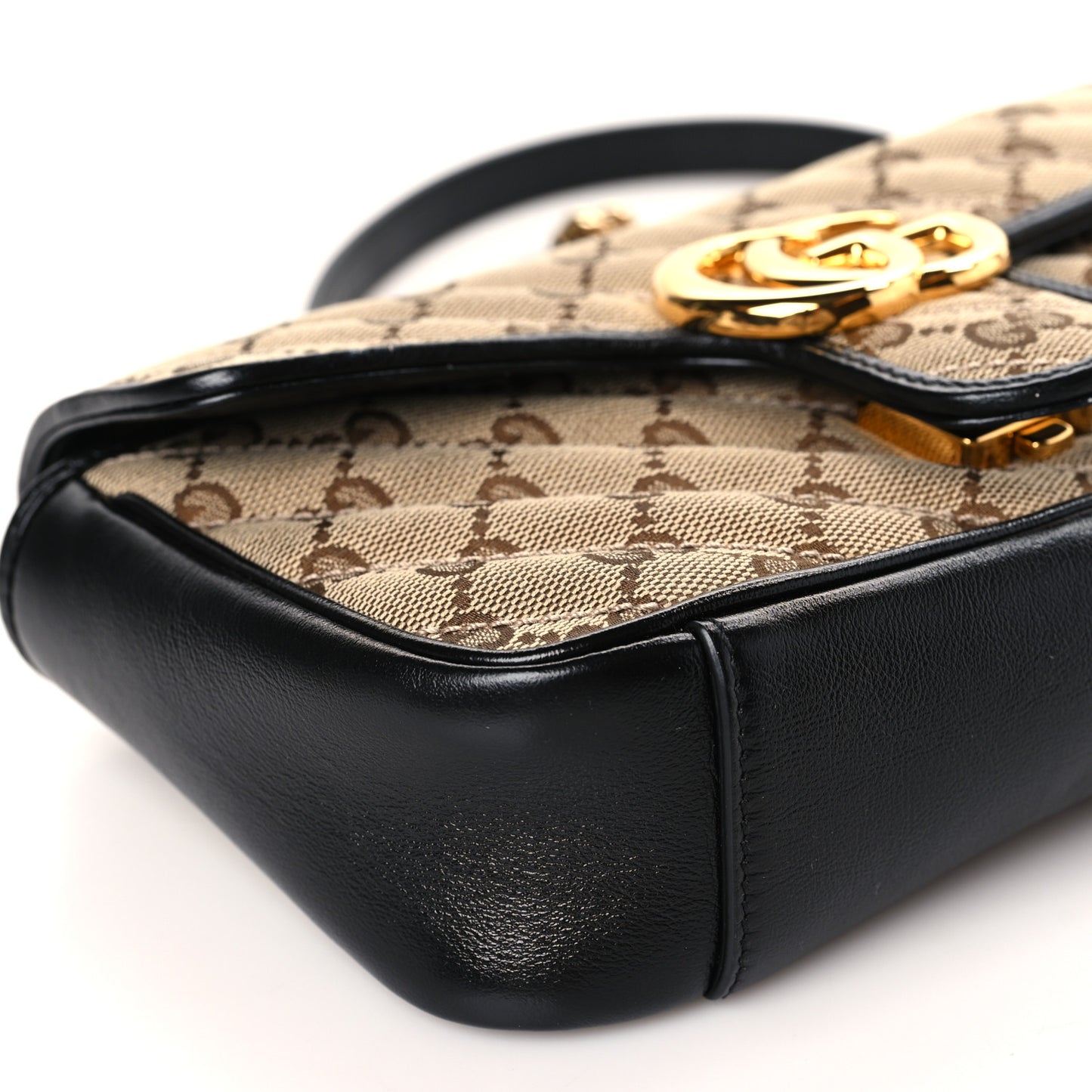 Monogram Matelasse Diagonal Mini GG Marmont Shoulder Bag Beige Black