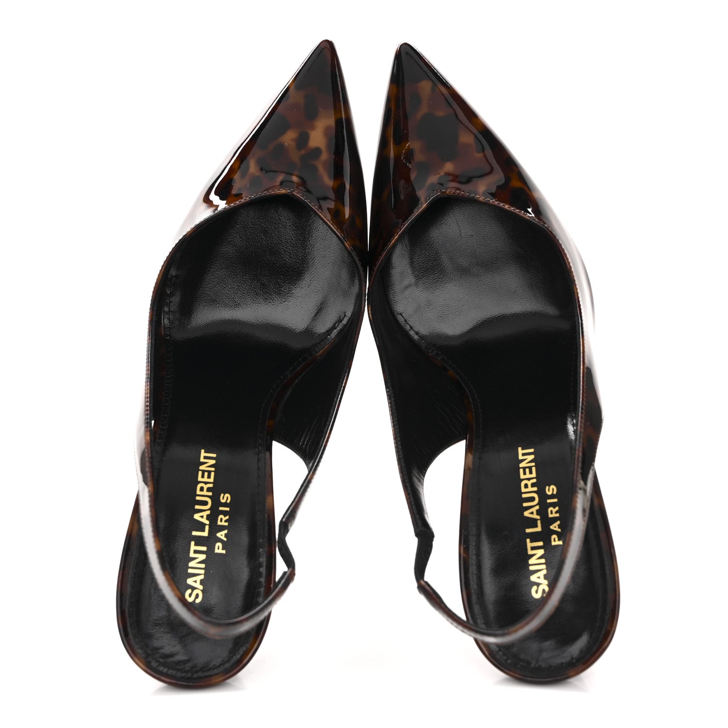 Saint Laurent Patent Kiki Tortoise Slingback 85 Pumps 36 Black 2 of 12