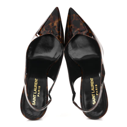 Saint Laurent Patent Kiki Tortoise Slingback 85 Pumps 36 Black 2 of 12