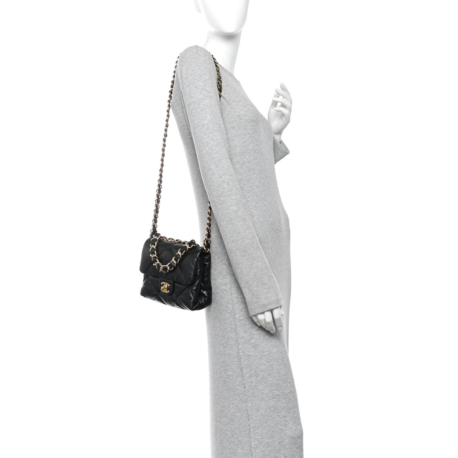 Chanel Lambskin Quilted Small Chain Top Handle Flap Black 2 of 11