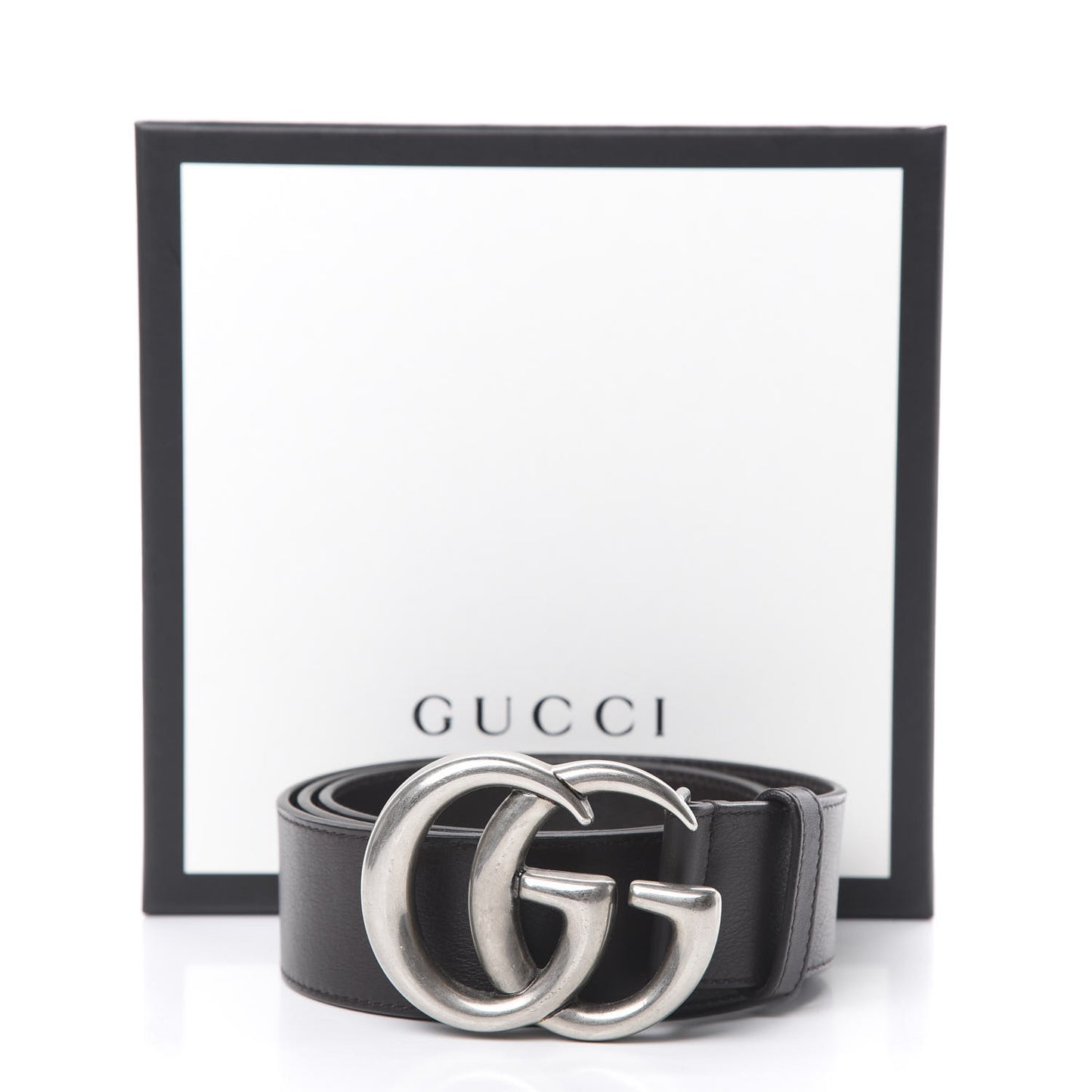 Moon Calfskin Nickel Double G 40mm Belt 95 38 Black