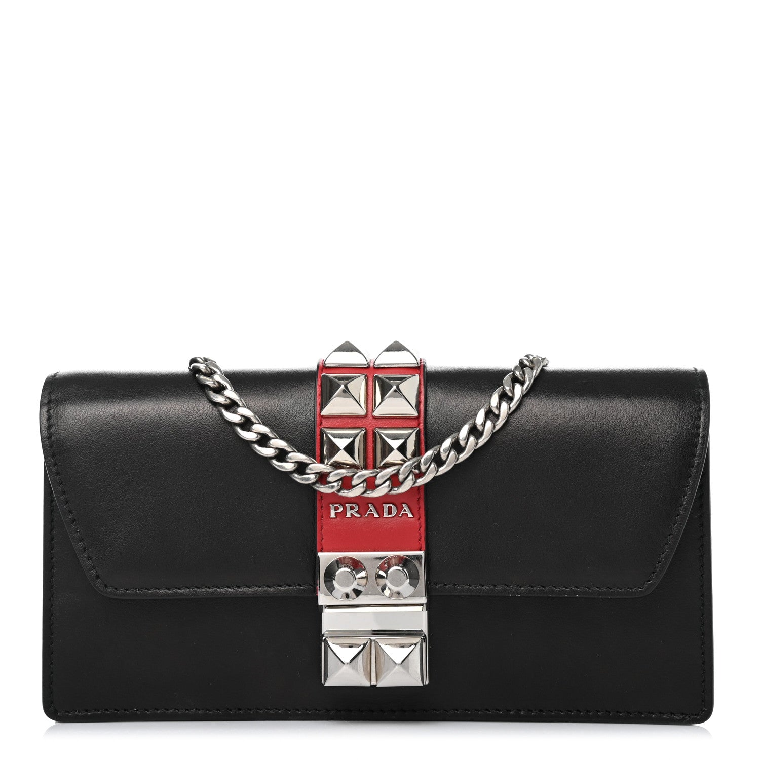 Prada City Calfskin Studded Mini Elektra Crossbody Bag Black Fuoco 1 of 5