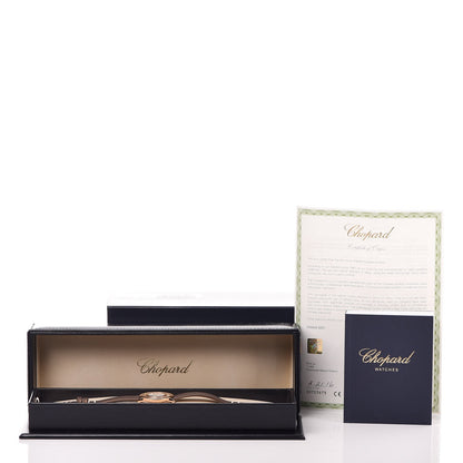 Chopard 18K Rose Gold Calfskin 7 Diamond 32mm Happy Diamonds Quartz Watch 13 of 13