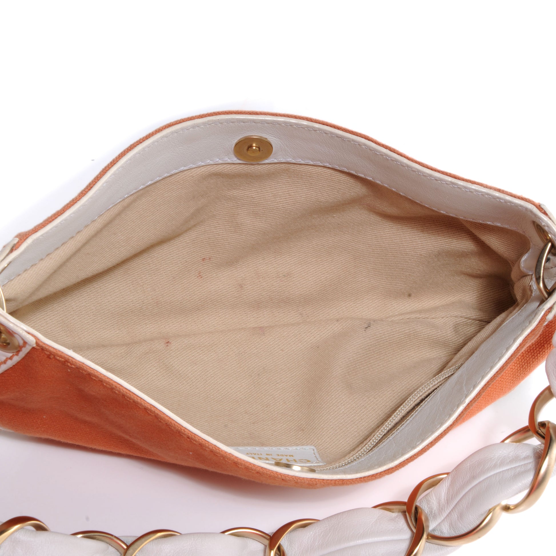 Chanel Canvas CC Shoulder Bag Gold White 5 of 8