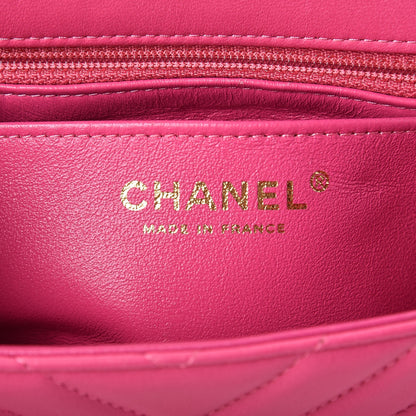 Chanel Lambskin Chevron Quilted Mini Rectangular Flap Fuchsia 6 of 9