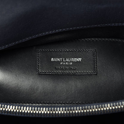 Saint Laurent Sheepskin Matelasse Chevron Monogram Large College Satchel Navy Blue 6 of 9