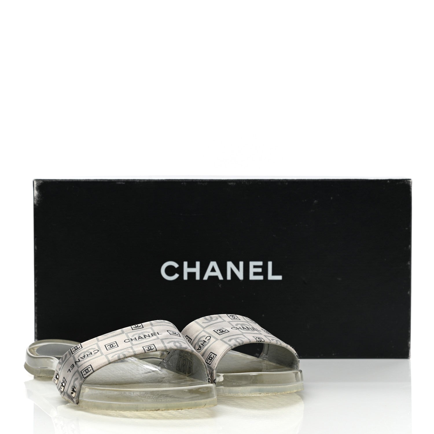 Chanel PVC Transparent Satin CC Logo Sport Slide Sandal 36 White Silver 9 of 9