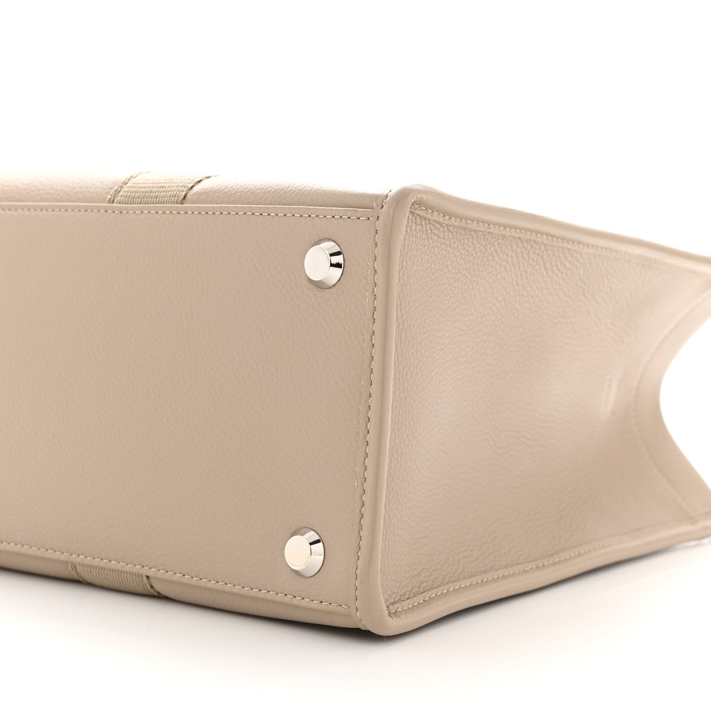 Grained Calfskin Hardware Tote Taupe