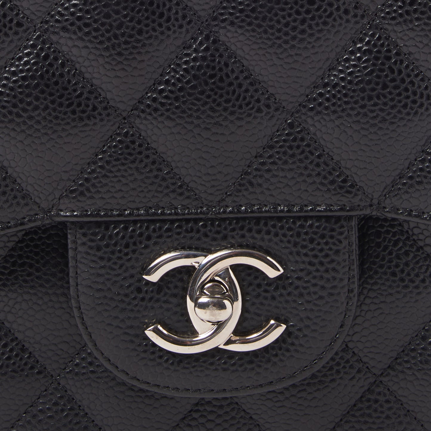 Caviar Quilted Jumbo Double Flap Black