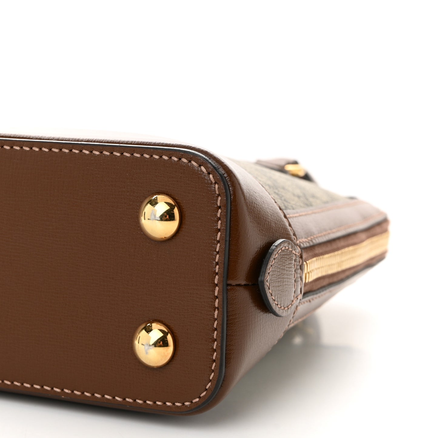 GG Supreme Monogram Azalea Calfskin Small Horsebit 1955 Top Handle Bag Beige Ebony Brown Sugar