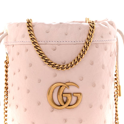 Gucci Ostrich Mini GG Marmont 2.0 Bucket Bag Light Pink 8 of 12